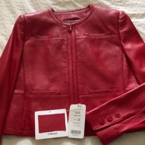 Cherry Red Leather Carlisle Jacket Size 6 NWT